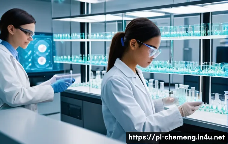 빅데이터와 화학공정 - **Prompt:** "A futuristic and exceptionally clean chemical research laboratory. A diverse team of sc...