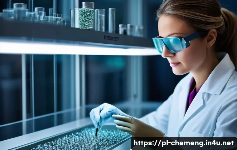 분말공학 - **A "Powder Engineer's Insight"**
A highly detailed, realistic image of a skilled female enginee...